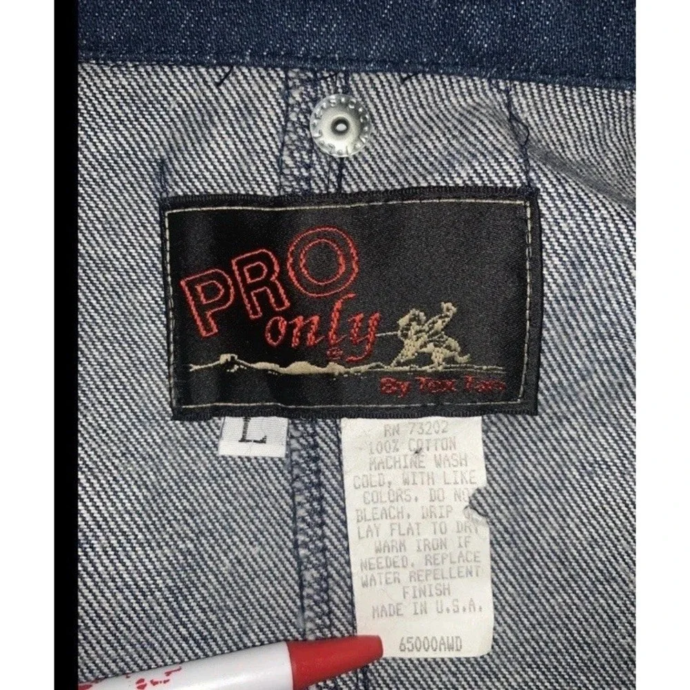 VTG Pro Only By Tex Tan Duster Coat Men L Blue Denim Detachable Cape Snap Cowboy